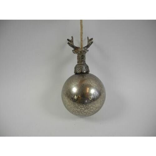 Boule de Noël Silver/Tête de cerf (4 pièces)