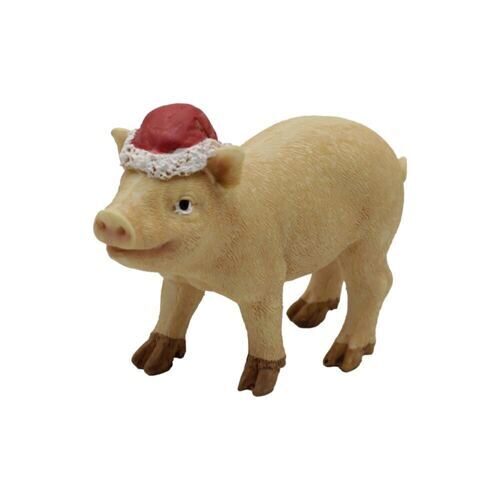 Resin Schwein Weihnachtsmütze (4 Stück)