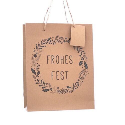 Papier Tasche Frohes Fest/Kranz (12 Stück)