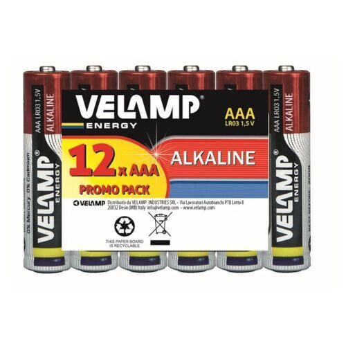 Pile VELAMP/Alkaline/AAA/LR03 (12 pièces)