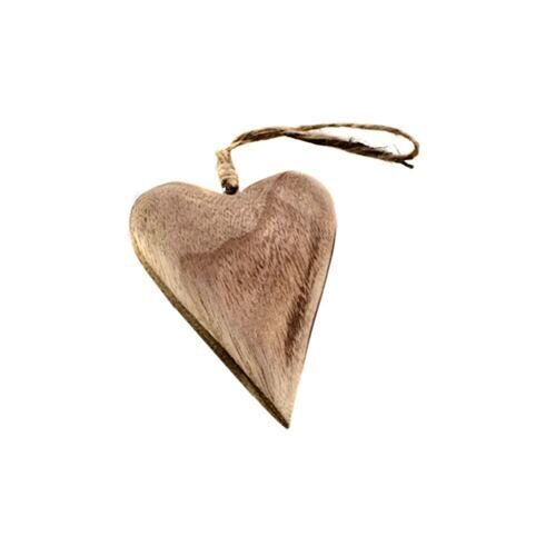 Wood heart natural / jute thread (4 pieces)