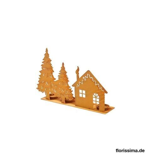 Metall Waldszene Haus/Bäume 