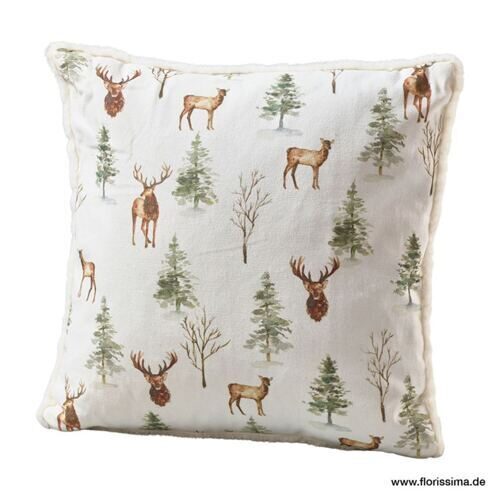 Tissu Coussin Cerf/Sapin 