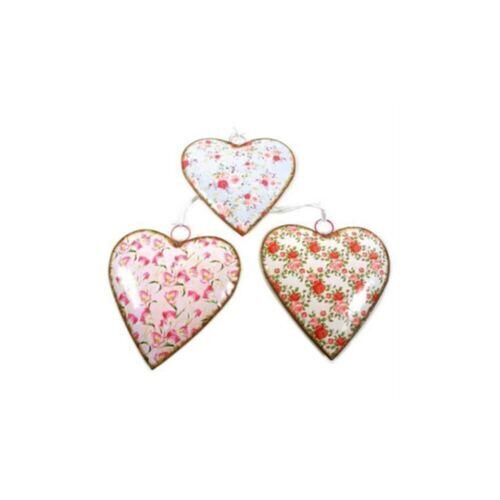 Metal heart flower motif (3 pieces)