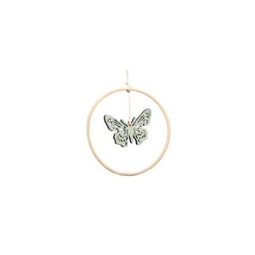 Pendentif en bois papillon dans un anneau (2 pièces)