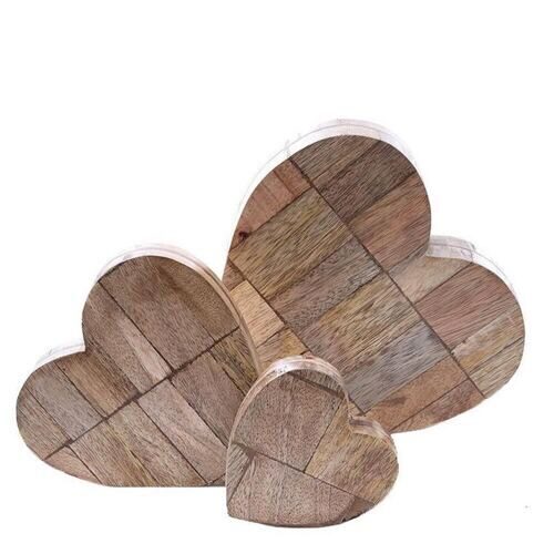 Cœur en bois Mango/Natural (4 pièces)