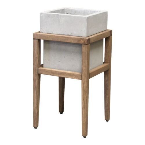 Cache-pot en béton Light/Quadro/tabouret en bois 