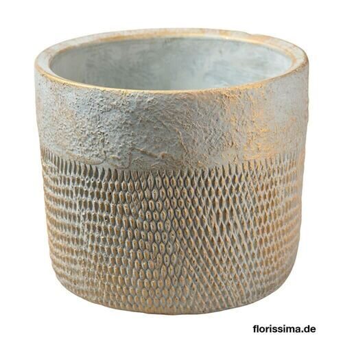Keramik Übertopf Zement/Rauten (2 Stück)
