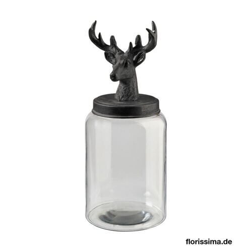 Glas Dose Hirschkopfdeckel 