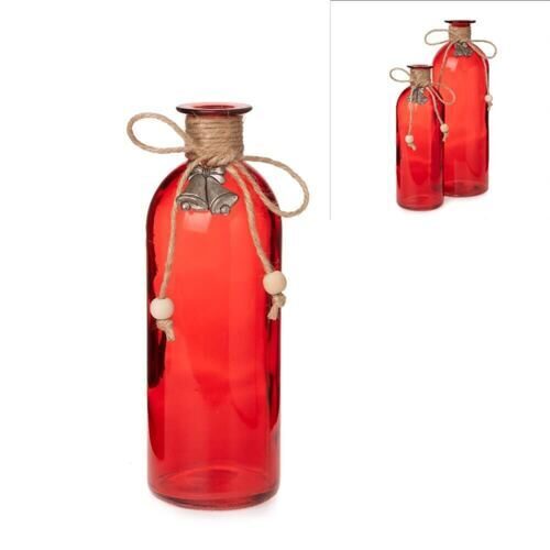 Glas Flasche Jute/Glocken 