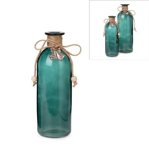 Glas Flasche Jute/Glocken 