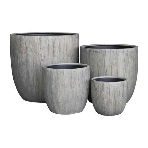 Cache-pot en polystone Egg/Grey/Wood 